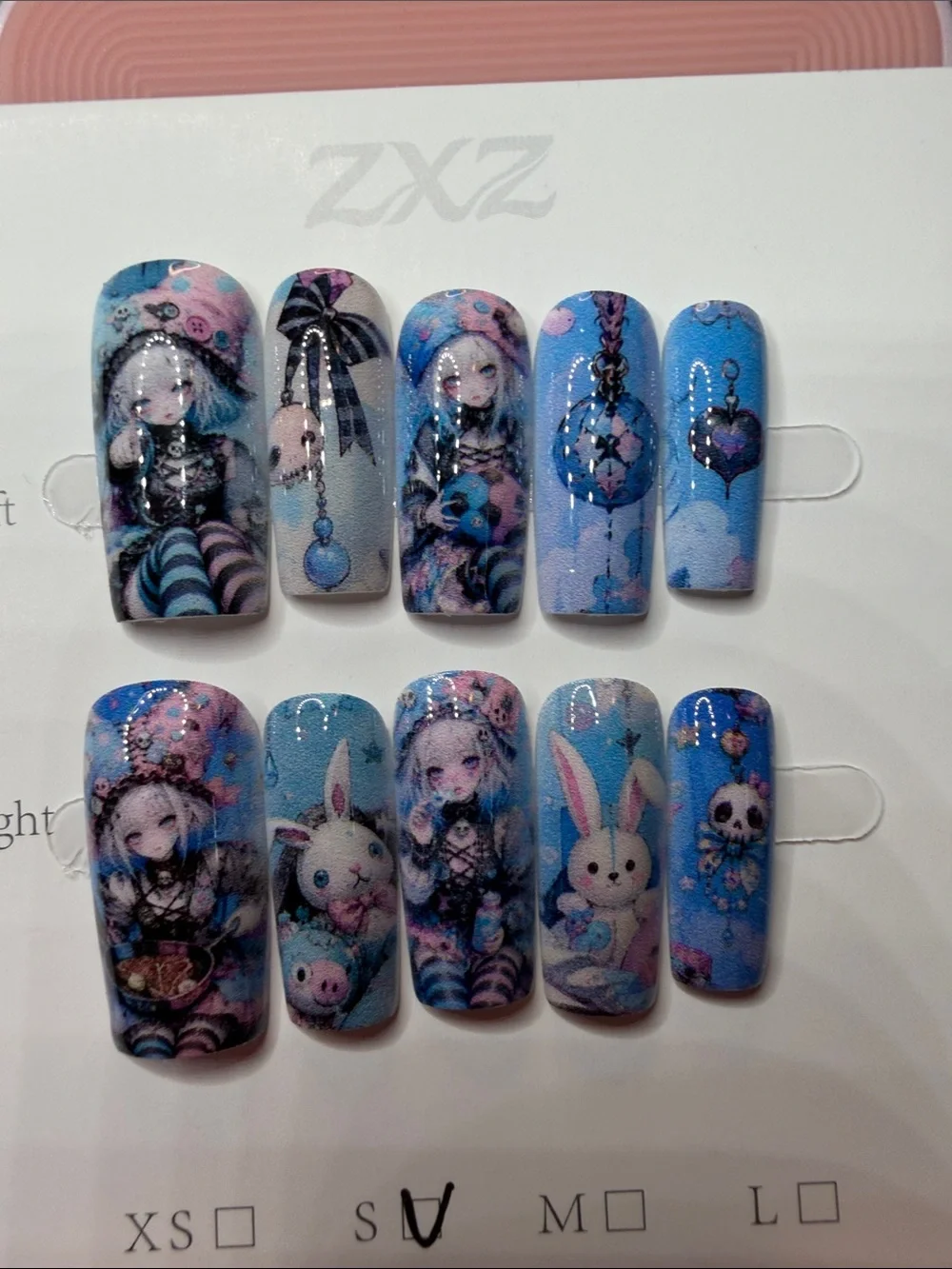Blue Gothic Bunny Small Pets Nail Art Set